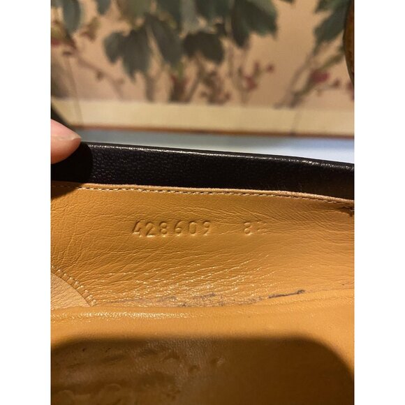 Gucci Loafers Shoes Mens Size 8.5 Leather Web Stripe Gold Bit Made Italy 428609 - Picture 5 of 7